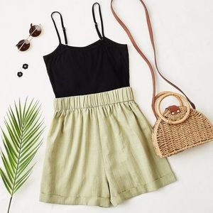 2-in-1 belted cami romper